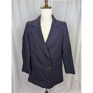 Forecaster of Boston 100% Pure Wool Double Breasted Blazer Navy Blue Women's 7/8